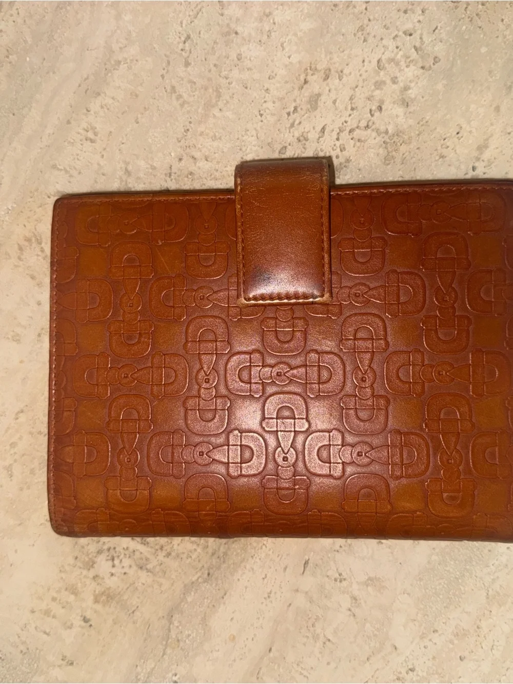 Gucci Cognac Leather Planner with Embossed Monogram